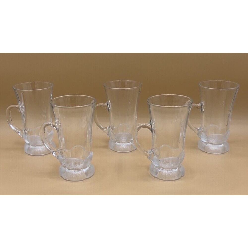 Aderia glass frosted footed mug Irish coffee great for any occasion. Lot Of 5 - Picture 2 of 7